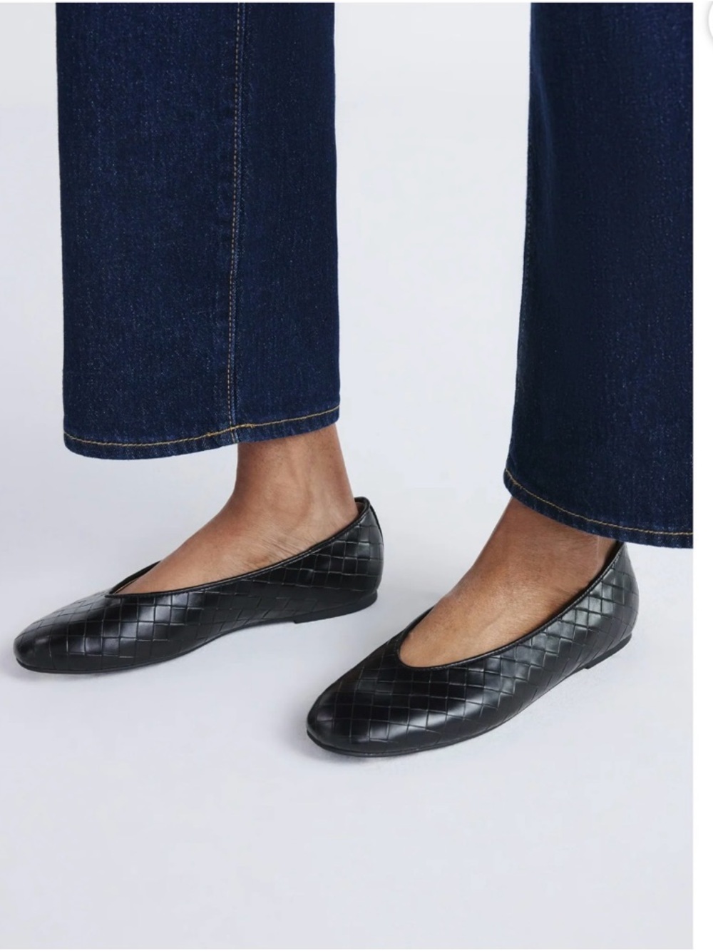 Quilted Black Leather Ballet Flats